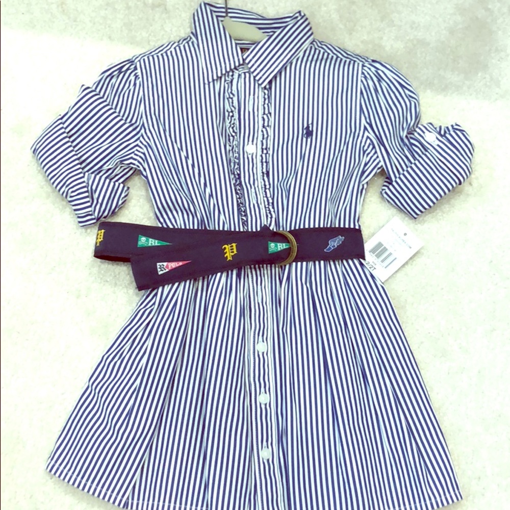 NWT Polo Ralph Lauren girl seersucker belted dress